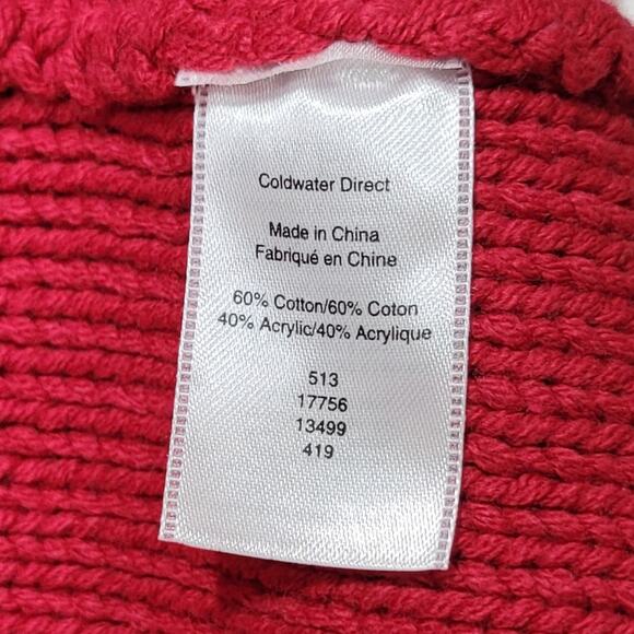 NWT Coldwater Creek Red Chunky Cable Knit Fisherman Sweater SZ L Holiday Winter - Picture 7 of 10